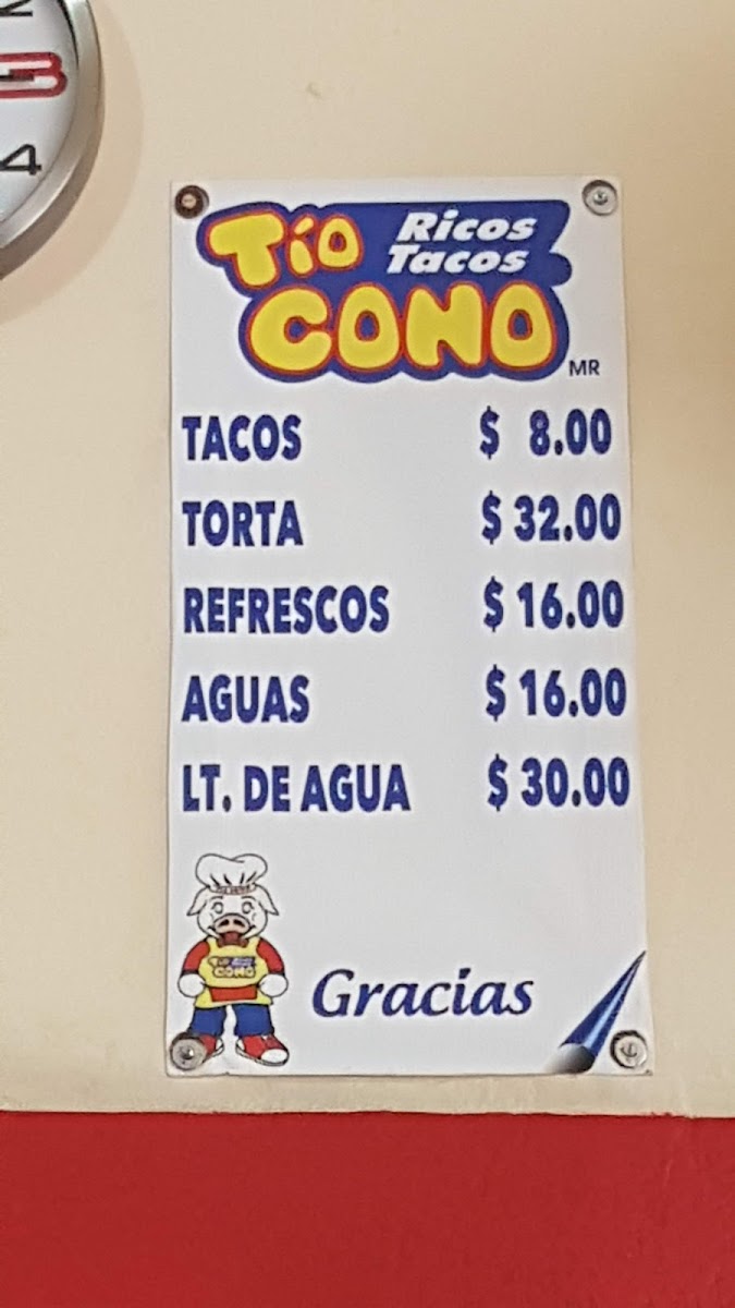 Tio Cono Menu - Image 1